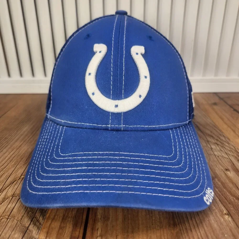 Indianapolis Colts New Era 39thirty Sz M/L Hat Cap Blue Horseshoe NFL Football